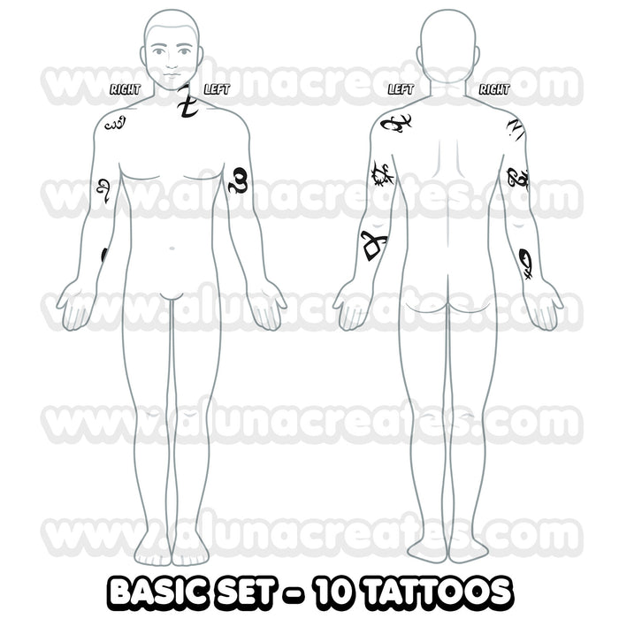 Alec Lightwood - Shadowhunters | READY TO PRINT .PDF TATTOOS | FULL SET - AlunaCreates