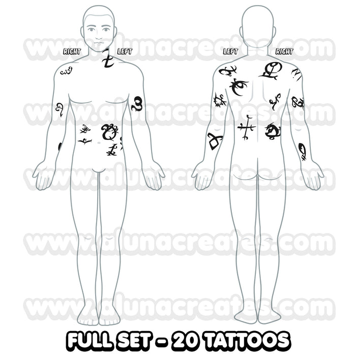 Alec Lightwood - Shadowhunters | READY TO PRINT .PDF TATTOOS | FULL SET - AlunaCreates