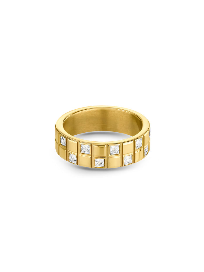 Anel One Senhora Chess Crystal Gold 7 - OJCHR01