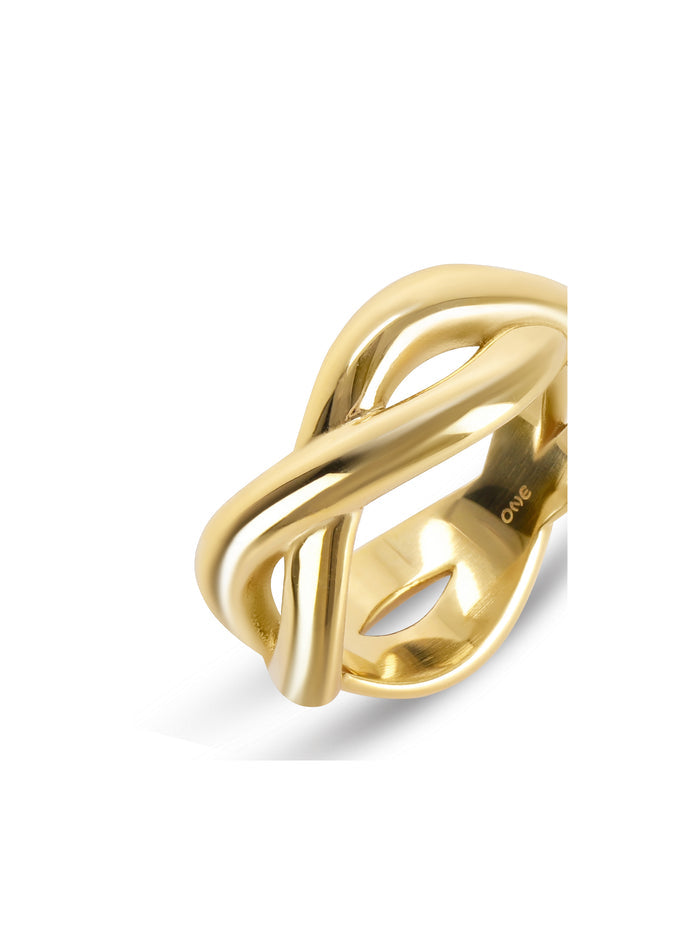 Anel One Infinity Crossed Gold - OJIFR01G