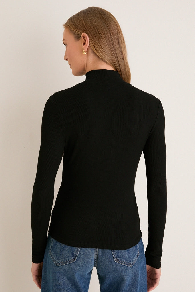 Black Lightweight Ribbed Topanga Turtleneck