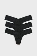 Black Low Rise Thong 3 Pack