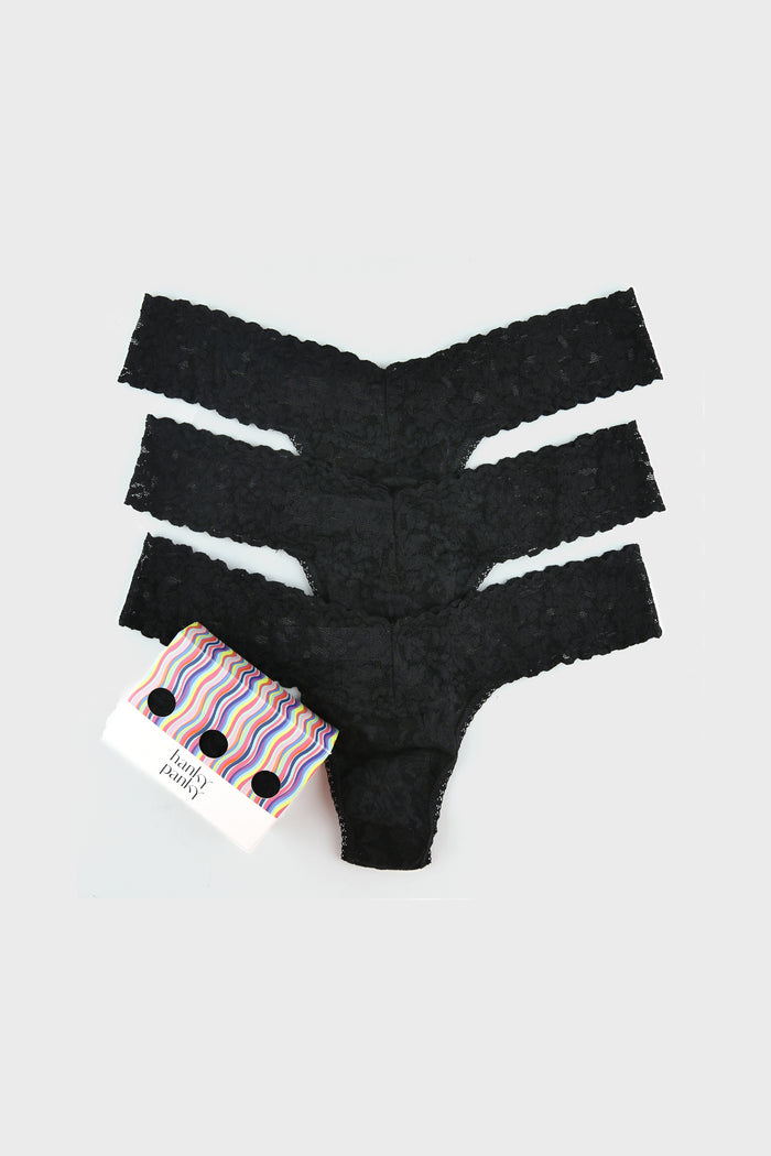 Black Low Rise Thong 3 Pack
