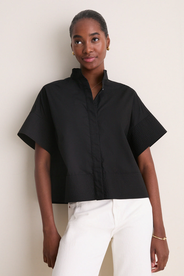 Black Trapunto Stitch Sofia Shirt