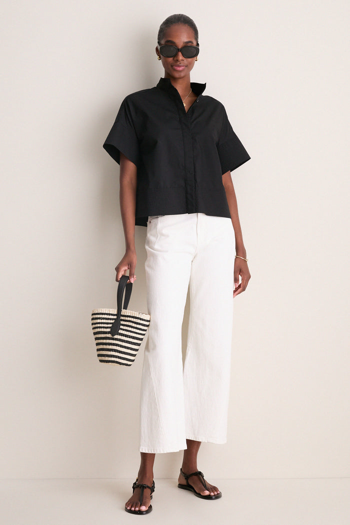 Black Trapunto Stitch Sofia Shirt