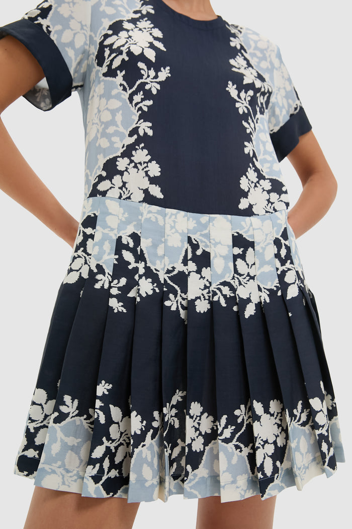 Blue Fog Pleated Liza Dress
