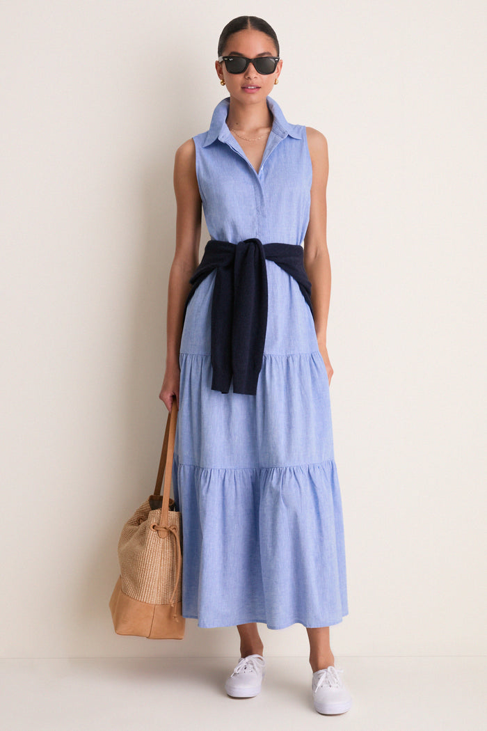 Chambray Sleeveless Mabel Maxi Dress