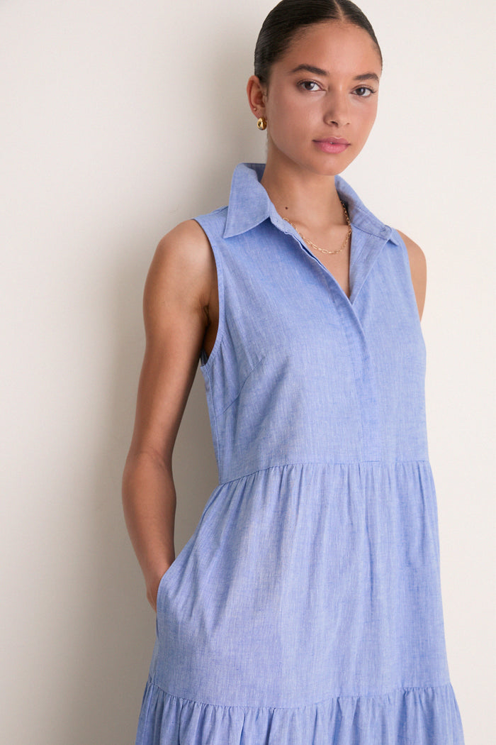 Chambray Sleeveless Mabel Maxi Dress