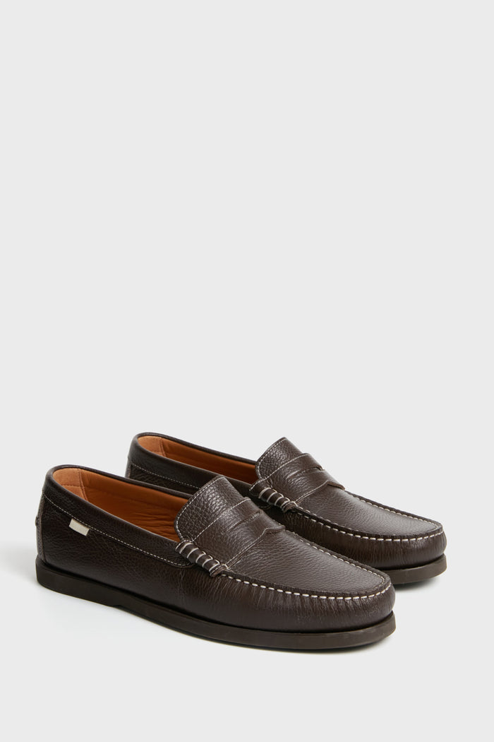 Chocolate Pebbled Penny Loafer