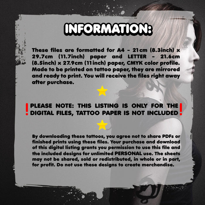 Clary Fray - Shadowhunters | READY TO PRINT .PDF TATTOOS | FULL SET - AlunaCreates