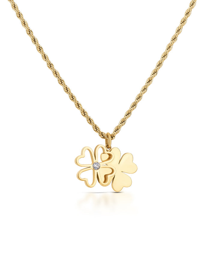 Colar One Lucky Flower Crystal Gold