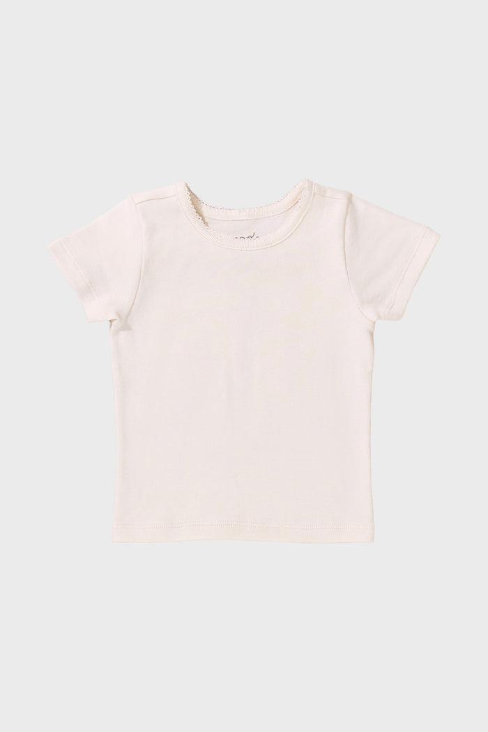 Cream Short Sleeve Seesaw Rib T-Shirt