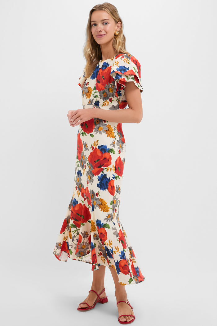 Crimson Poppy Cotton Linen Elodie Dress