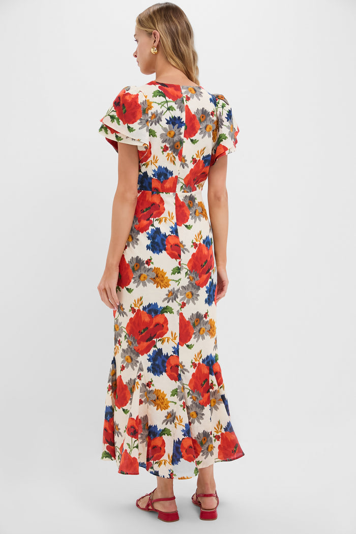 Crimson Poppy Cotton Linen Elodie Dress