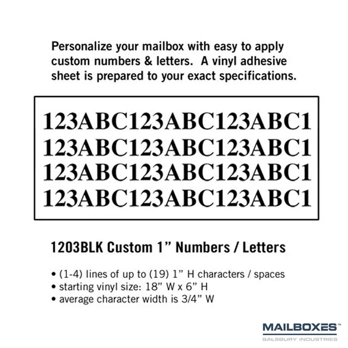 Custom Numbers / Letters - Horizontal 1" High