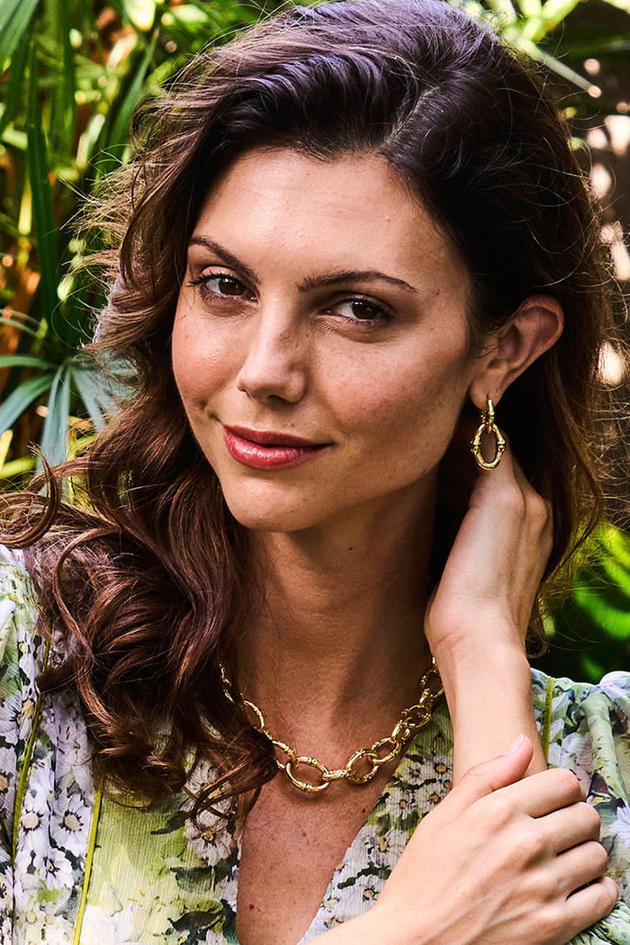 Enamel Bangkok Bamboo Link Earrings