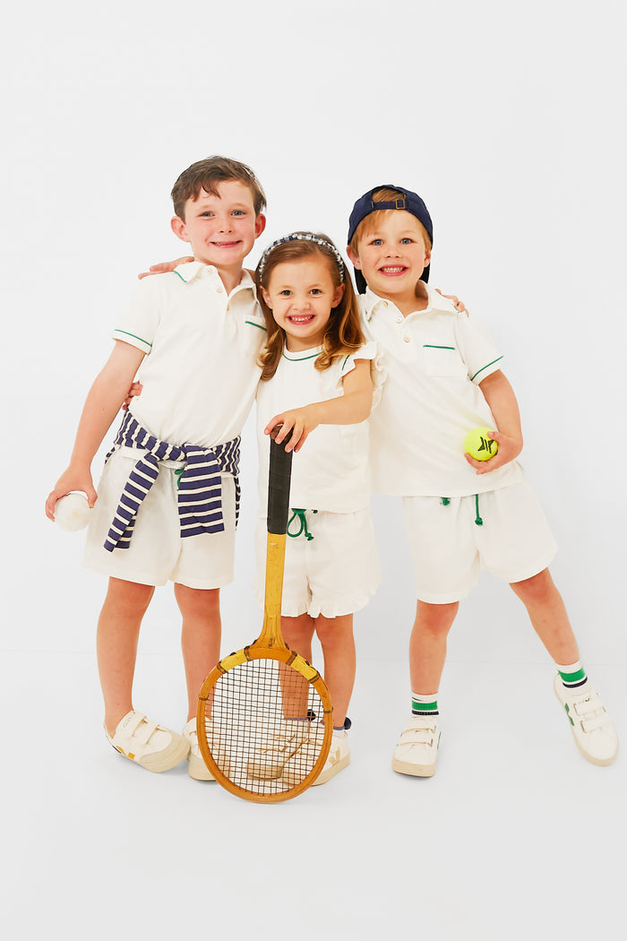 Exclusive Green Piping White Bingo Short