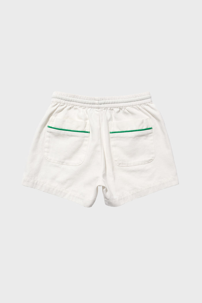 Exclusive Green Piping White Bingo Short