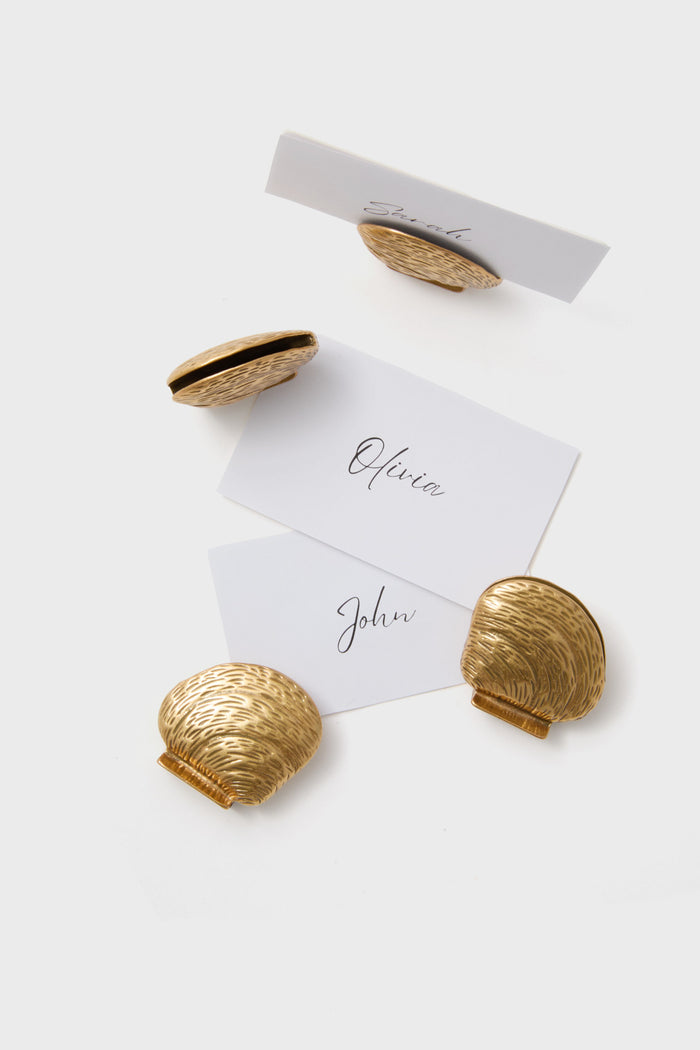 Gold Clam Shell Place Card Holders Set of 4