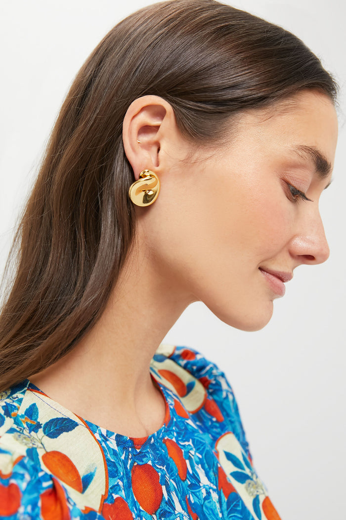 Gold Rio Button Earrings