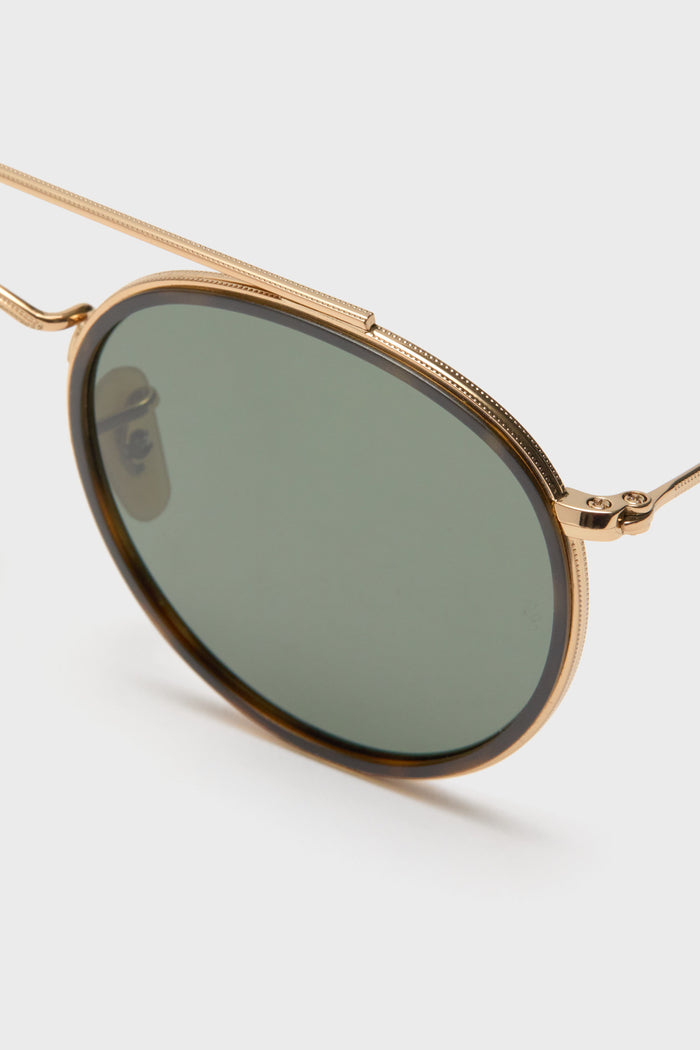 Gold Tortoise Arista Round Sunglasses