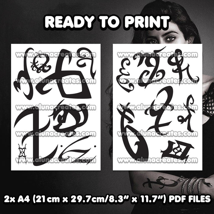 Isabelle Lightwood - Shadowhunters | READY TO PRINT .PDF TATTOOS | FULL SET - AlunaCreates