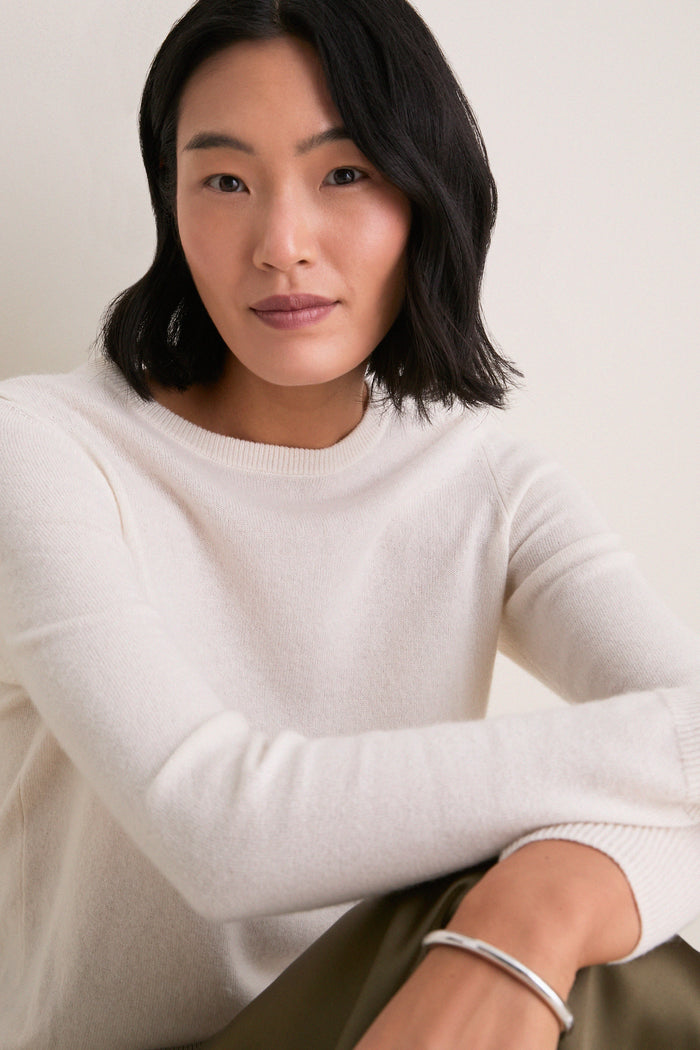 Ivory Cashmere Elizabeth Crewneck