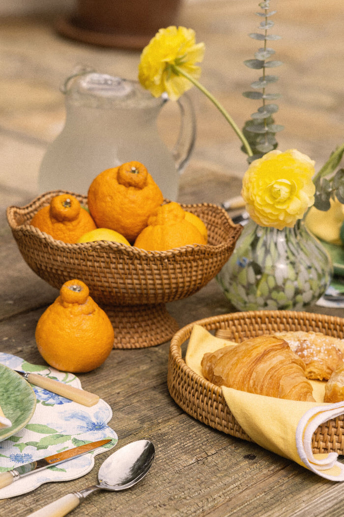 Light Rattan Footed Bowl