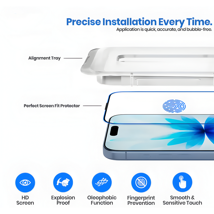 Magic Box Privacy Tempered Glass with Alignment Tray & Nanbo High Aluminium Technology for Iphone 14