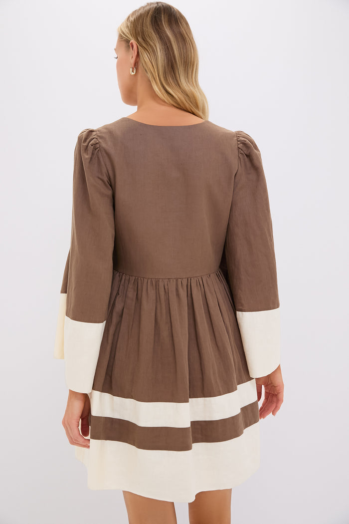 Mocha and Cream Cotton Linen Izzie Dress