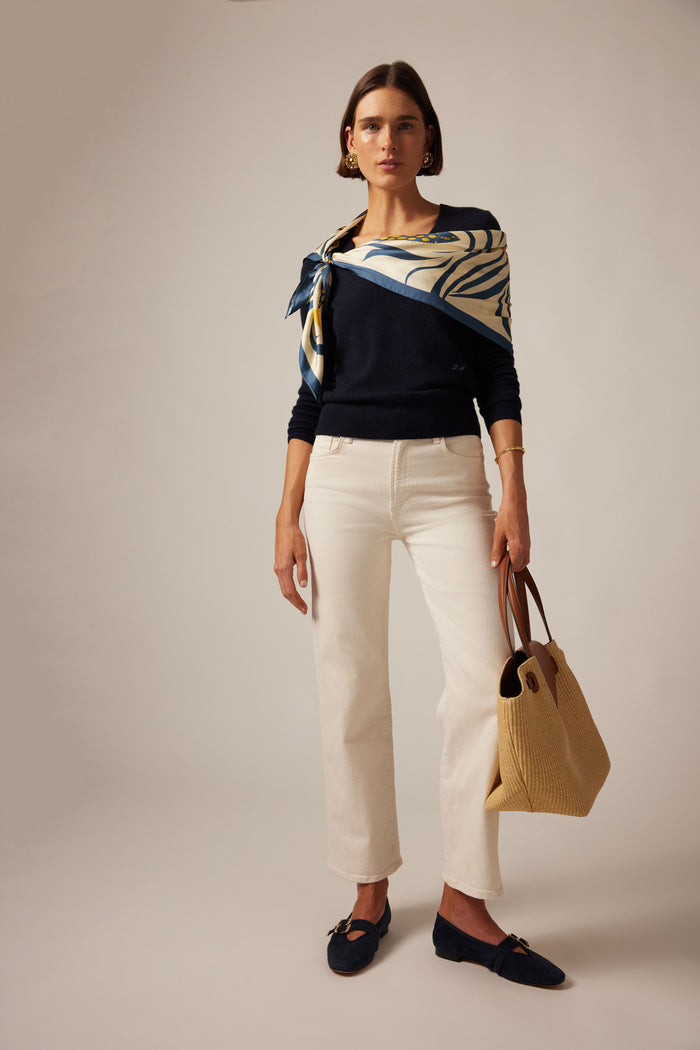 Navy Cashmere Katherine V-Neck Sweater