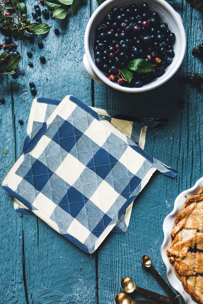 Navy Gingham Potholder