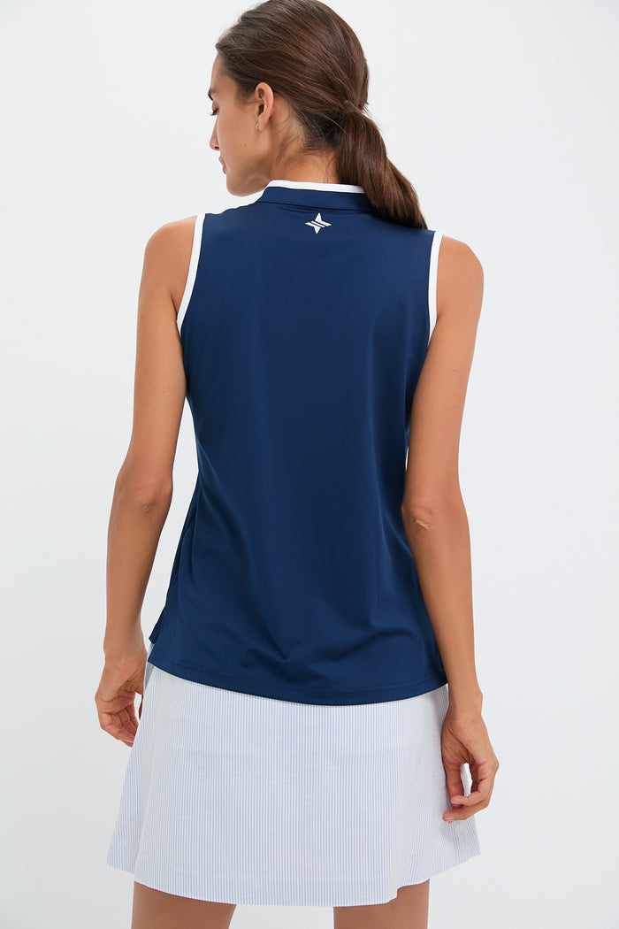 Navy Sleeveless Performance Jersey Connors Mock Neck