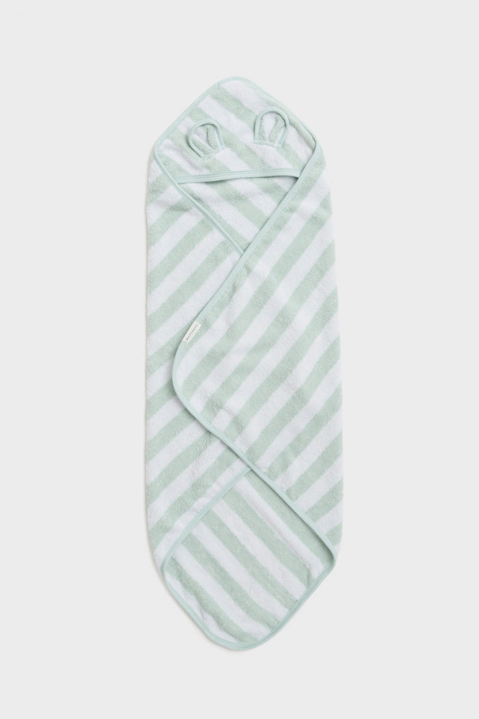 Pastel Green Stripe Baby Critter Towel Wrap