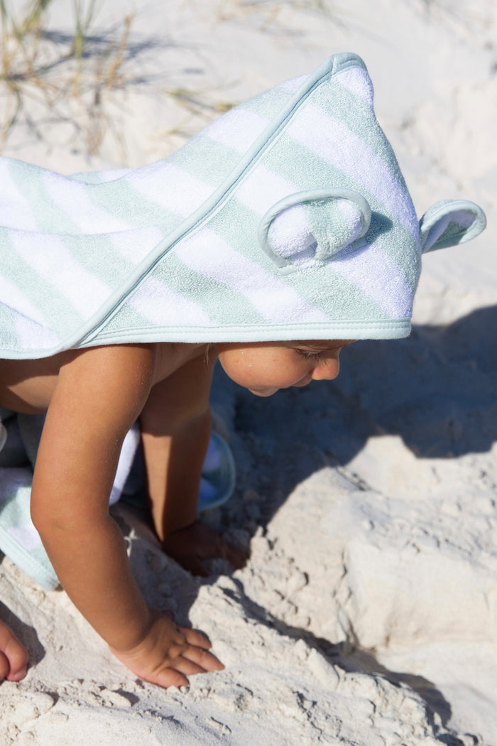 Pastel Green Stripe Baby Critter Towel Wrap