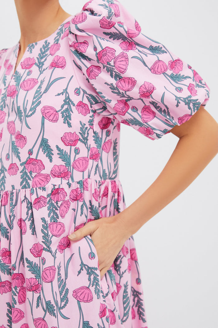 Pink Amaryllis Floral Cisco Maxi Dress