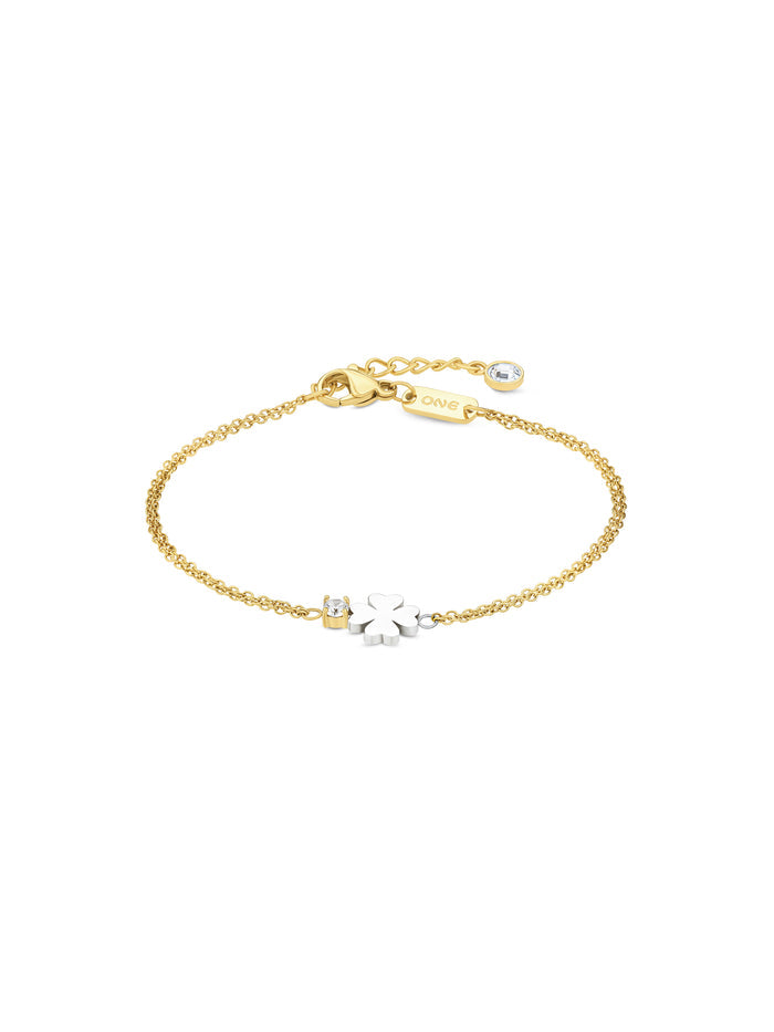 Pulseira One Lucky Flower Crystal Gold