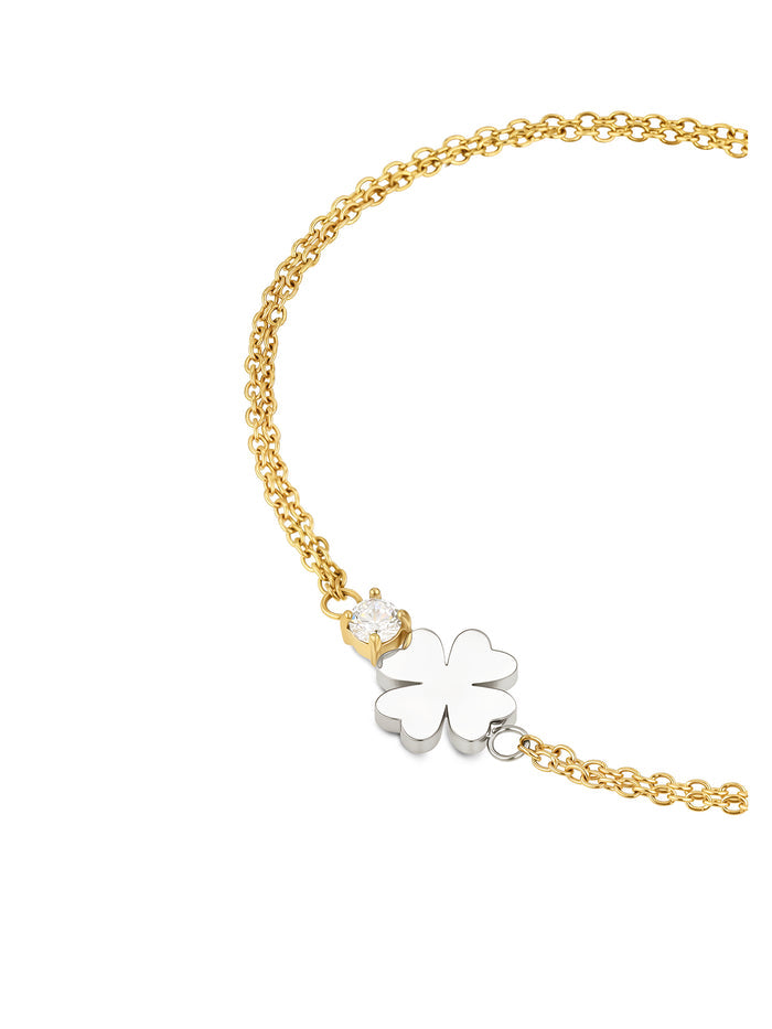 Pulseira One Lucky Flower Crystal Gold