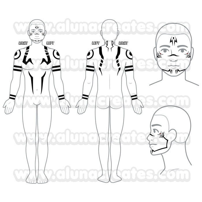 Ryomen Sukuna - Jujutsu Kaisen | Temporary Tattoos | FULL SET - AlunaCreates