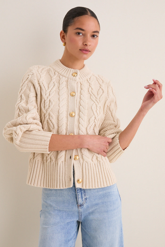 Sandstone Cotton Colette Cardigan