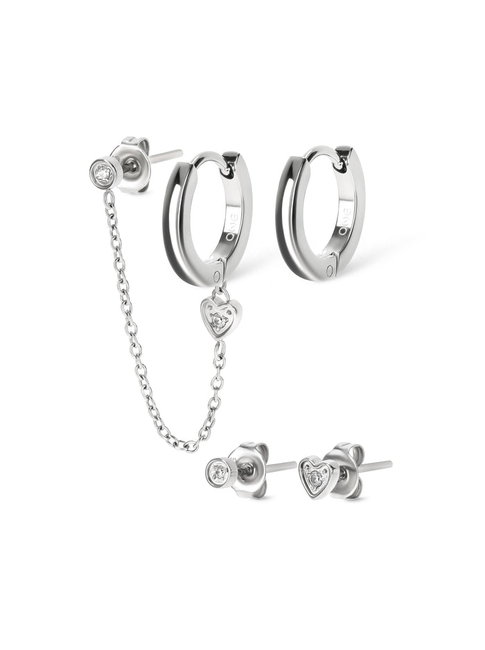 Set de Brincos One Silvery Four - OJSESF03S