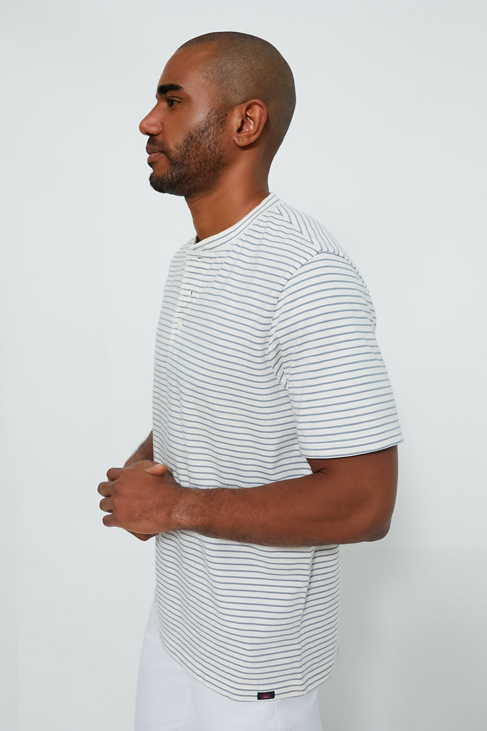 Shell Flint Stripe Short Sleeve Sunwashed Henley