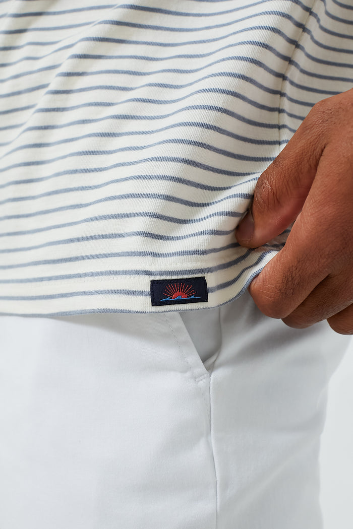 Shell Flint Stripe Short Sleeve Sunwashed Henley