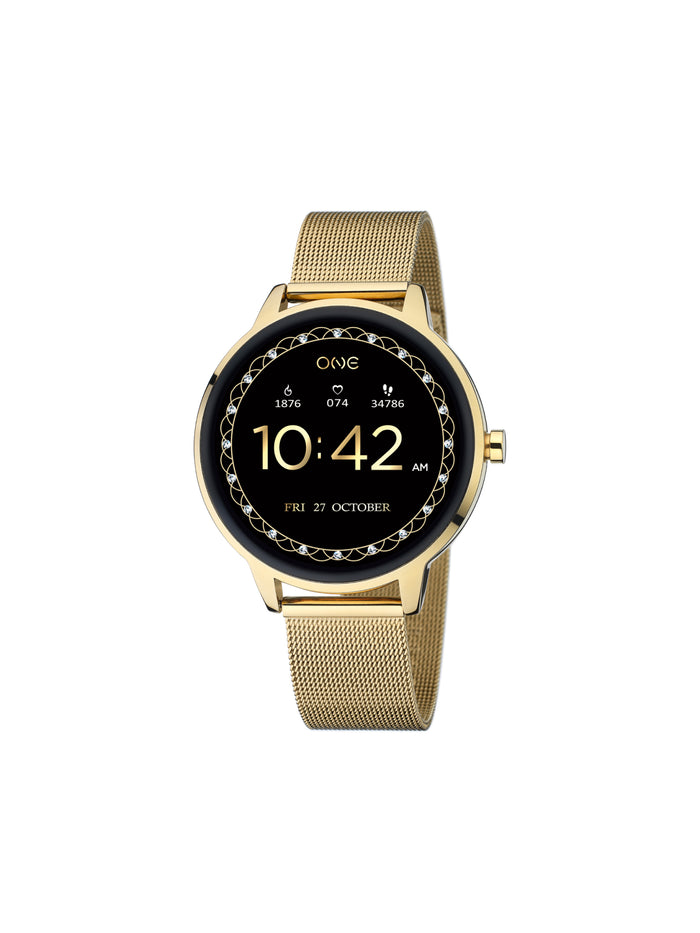Smartwatch One QueenCall Gold Mesh - OSW0027GM42D