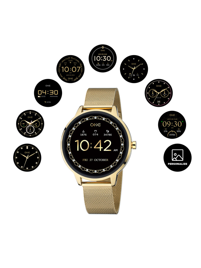 Smartwatch One QueenCall Gold Mesh - OSW0027GM42D