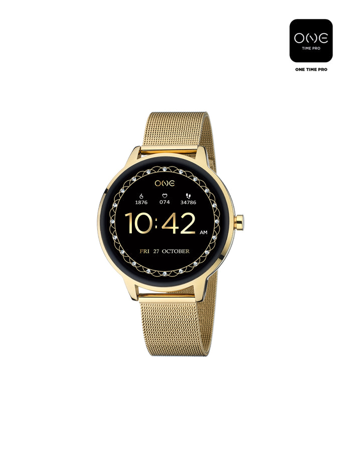 Smartwatch One QueenCall Gold Mesh - OSW0027GM42D