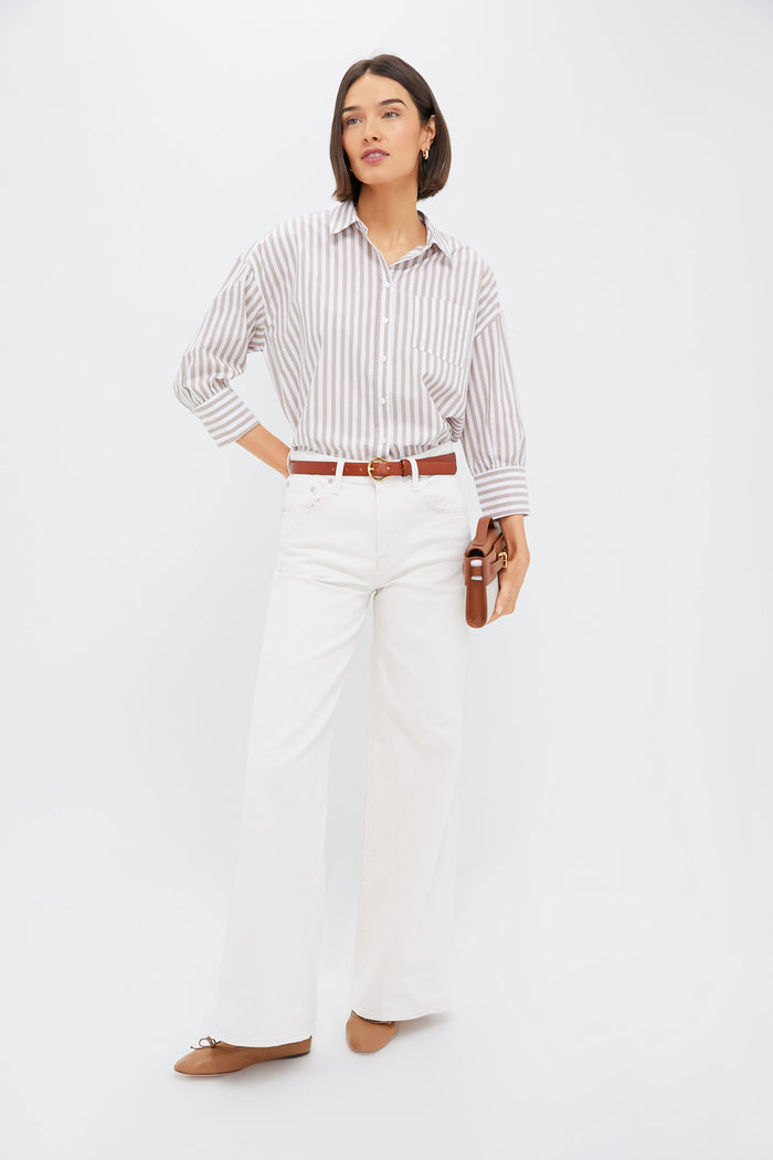 Tan Stripe Adair Boyfriend Shirt