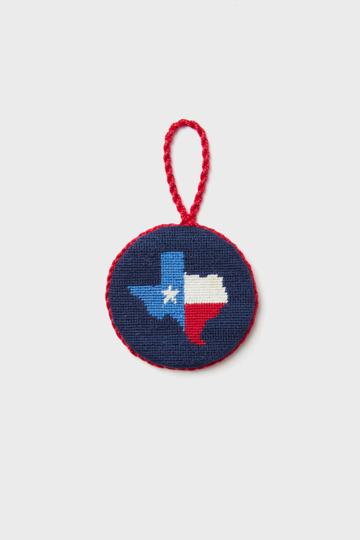 Texas Flag Map Needlepoint Ornament
