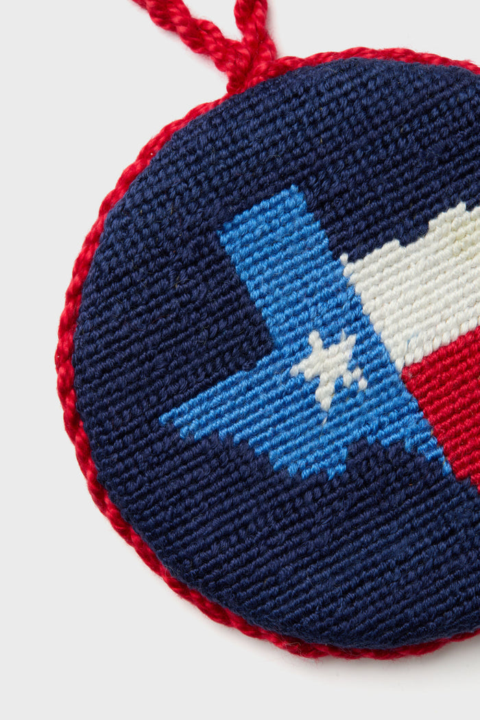 Texas Flag Map Needlepoint Ornament