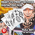 Trafalgar D. Water Law - One Piece | READY TO PRINT .PDF TATTOOS | FULL SET - AlunaCreates
